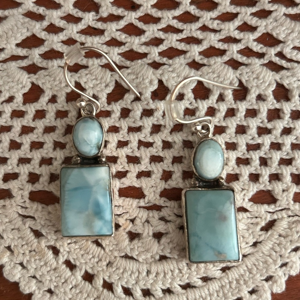 Elegant Blue Stone Dangle Earrings